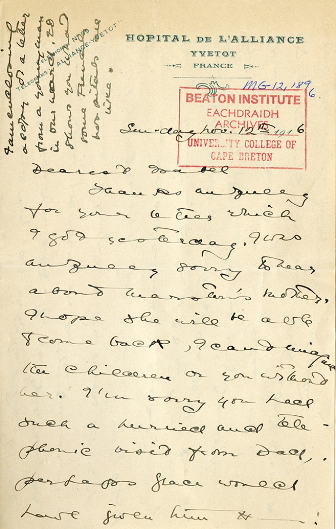 Letter from Katharine McLennan to Isabel Farley